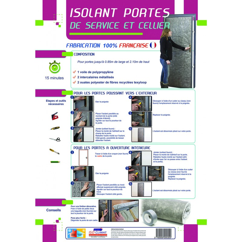 Kit isolation pour porte de Service ou Cellier - Ouatinage et